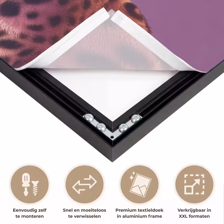 Panter - Zonnebril - Kauwgombel - Roze Textielframe zwart klein -USP_closeupNL