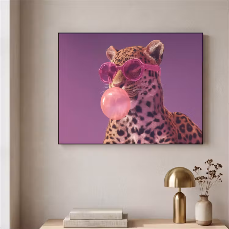 Panter - Zonnebril - Kauwgombel - Roze Textielframe - compleet frame klein -sfeer2