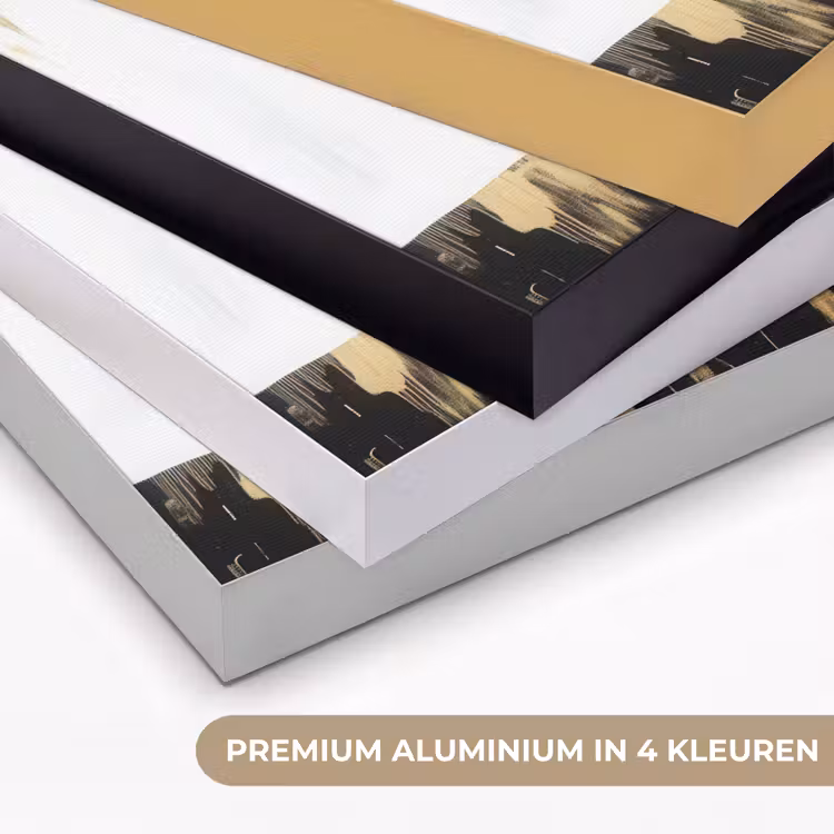 Panter - Zwart - Abstract - Goud Textielframe zwart klein -USP_kleurenNL