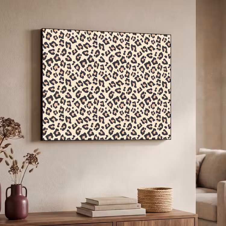 Panterprint - Patroon - Bruin Textielframe zwart klein 947 -sfeer3