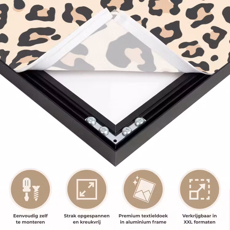 Panterprint - Patroon - Bruin Textielframe zwart klein 947 -USP_feed_closeupNL