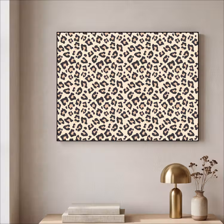 Panterprint - Patroon - Bruin Textielframe zwart klein 947 -sfeer2