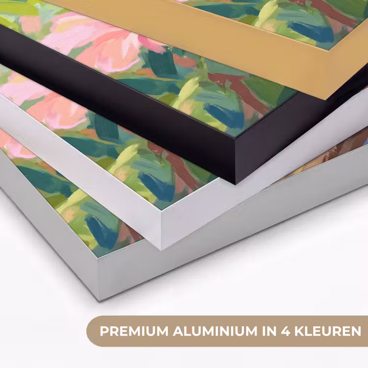 Papagaai - Hibiscusbloemen - Kleurrijk Textielframe zwart klein -USP_kleurenNL