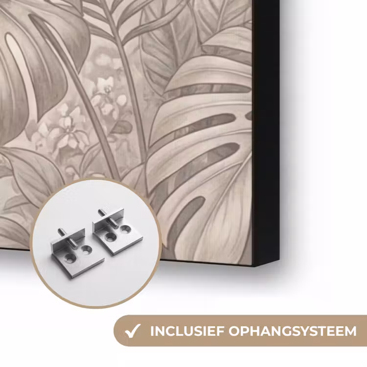 Papagaai - Jungle - Tropisch Textielframe zwart klein -USP_ophangsysteemNL