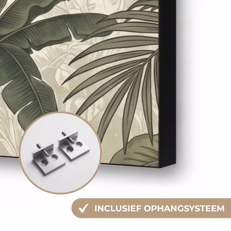 Papagaaien - Jungle - Tropisch - Green Textielframe zwart klein -USP_ophangsysteemNL