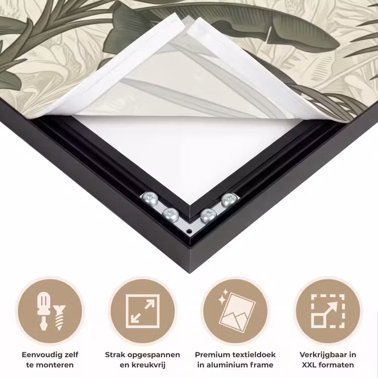 Papagaaien - Jungle - Tropisch - Green Textielframe zwart klein -USP_feed_closeupNL
