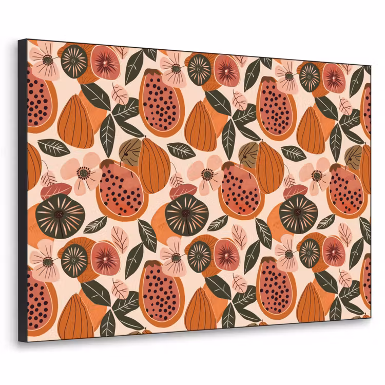 Papaja - Bloesem - Oranje Textielframe zwart klein 947 -3d