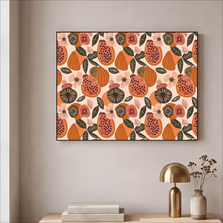 Papaja - Bloesem - Oranje Textielframe zwart klein 947 -sfeer2