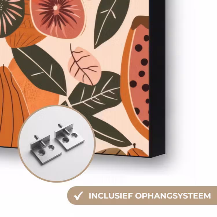 Papaja - Bloesem - Oranje Textielframe zwart klein 947 -USP_ophangsysteemNL
