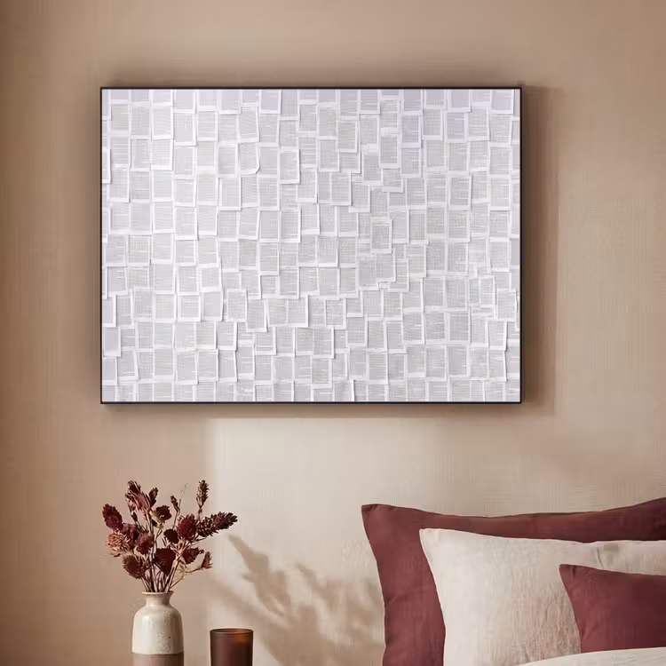 Papier - Overlappend - Textuur - Modern - Wit Textielframe zwart klein -sfeer1