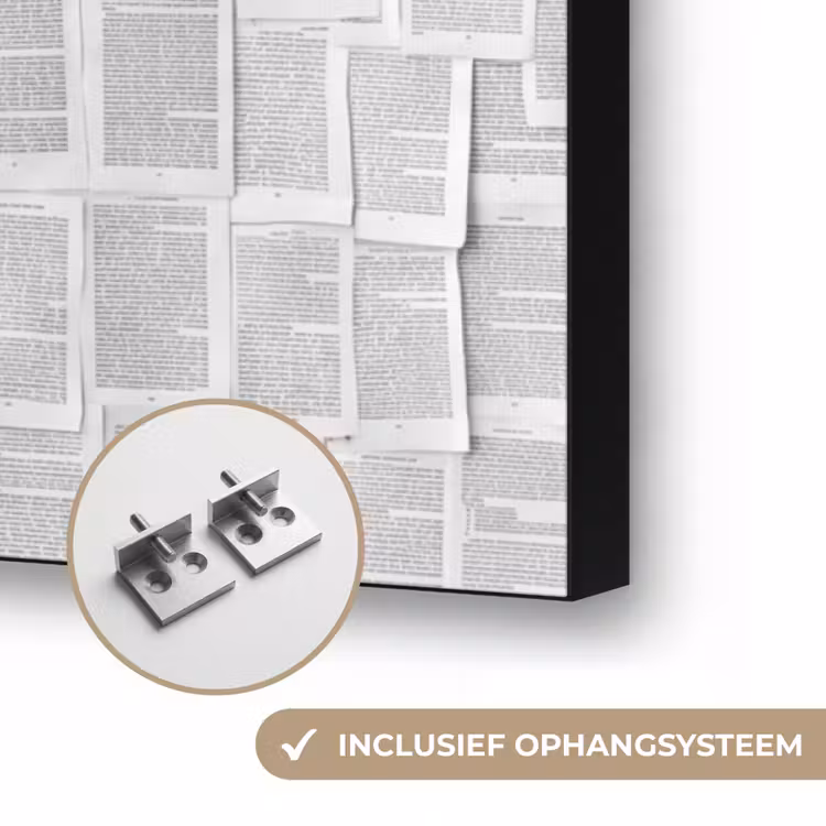 Papier - Overlappend - Textuur - Modern - Wit Textielframe zwart klein -USP_ophangsysteemNL