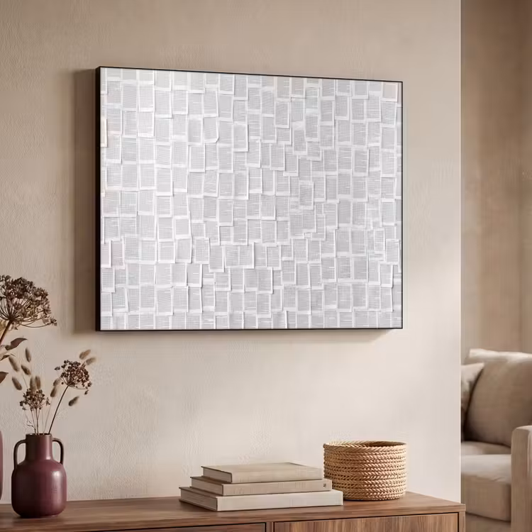 Papier - Overlappend - Textuur - Modern - Wit Textielframe zwart klein -sfeer3