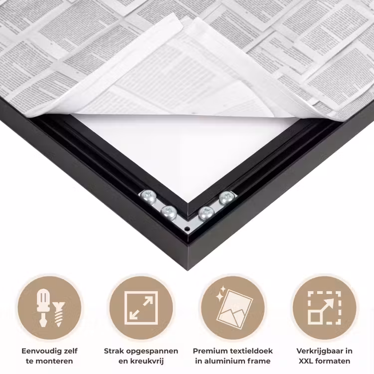 Papier - Overlappend - Textuur - Modern - Wit Textielframe zwart klein -USP_feed_closeupNL