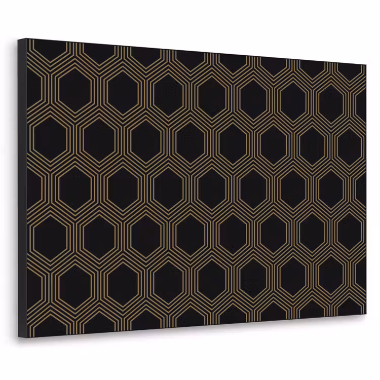 Parallel - Goud - Zwart - Bijenraatmotief Textielframe zwart klein 947 -3d