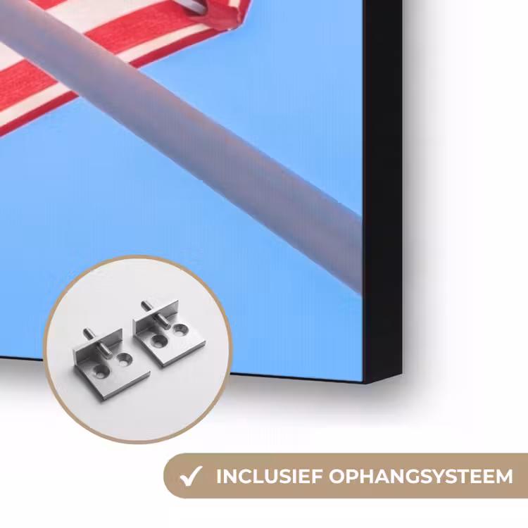 Parasol - Strepen - Zomer - Rood - Blauw Textielframe zwart klein -USP_ophangsysteemNL