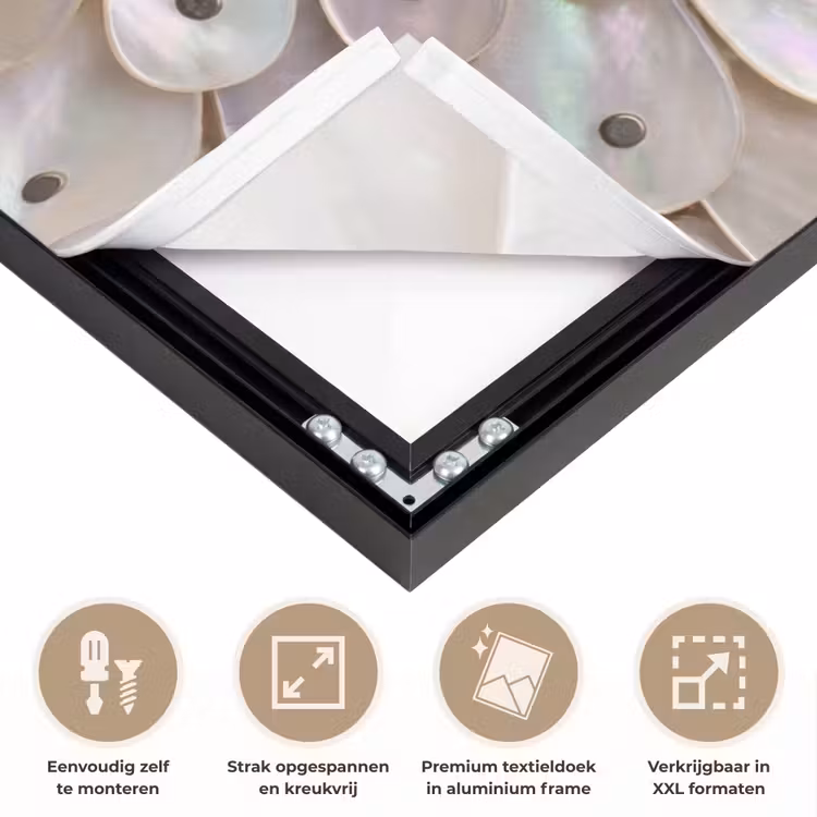 Parelmoer - Patroon - Decoratie - Ambacht - Wit Textielframe zwart klein -USP_feed_closeupNL
