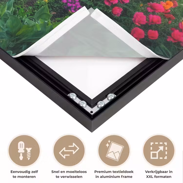 Park - Bloemen - Tuin Textielframe zwart klein -USP_closeupNL