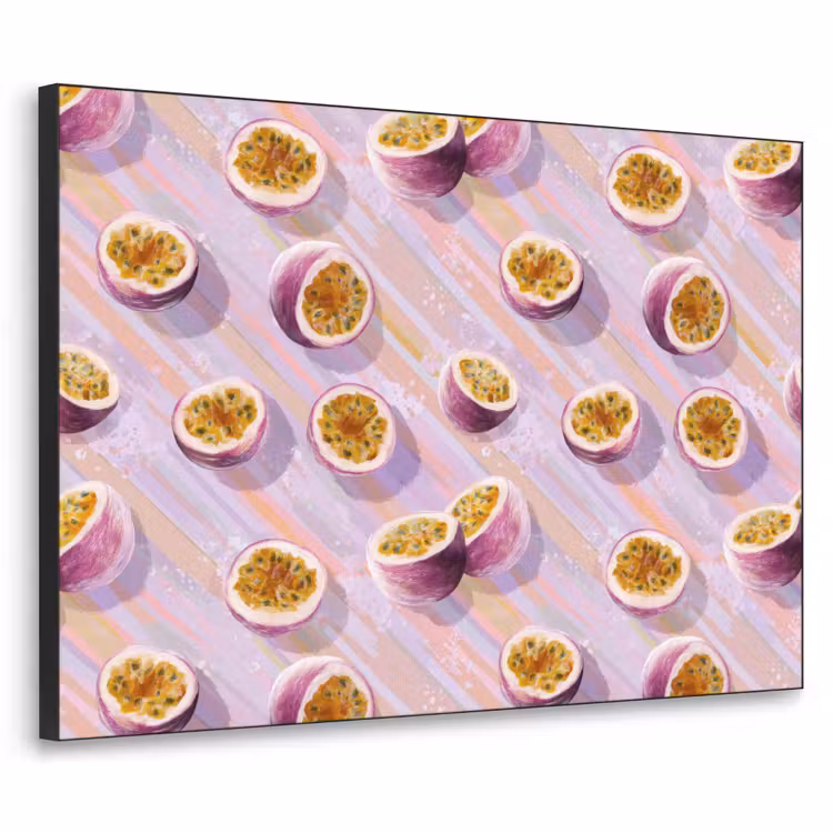 Passievrucht - Tropisch - Paars Textielframe zwart klein 947 -3d
