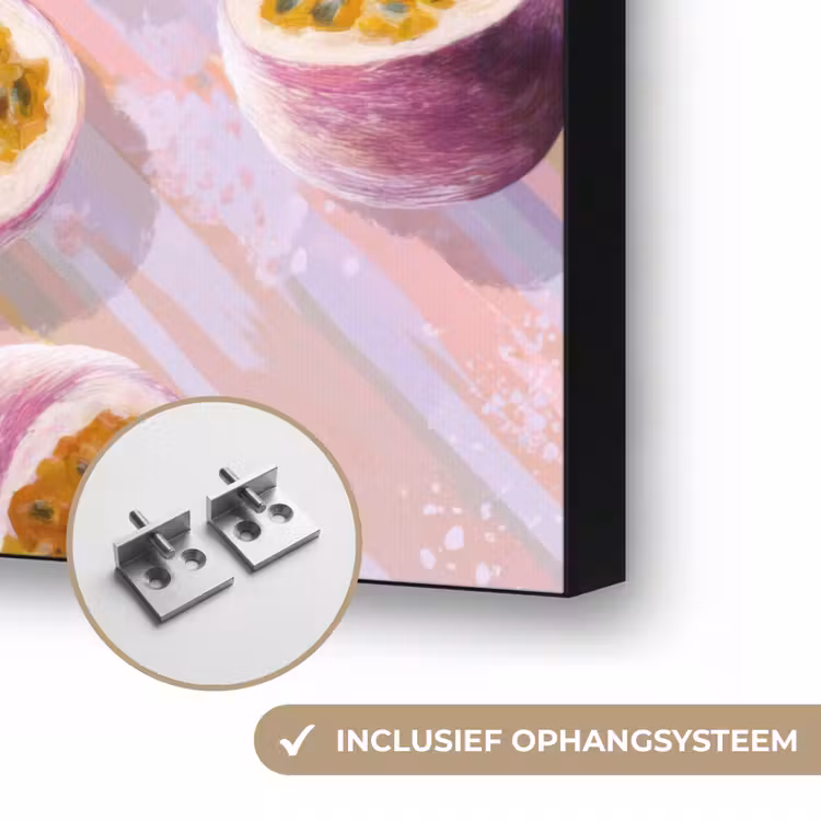 Passievrucht - Tropisch - Paars Textielframe zwart klein 947 -USP_ophangsysteemNL