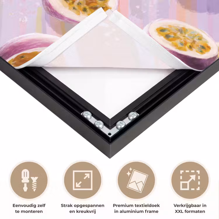 Passievrucht - Tropisch - Paars Textielframe zwart klein 947 -USP_feed_closeupNL