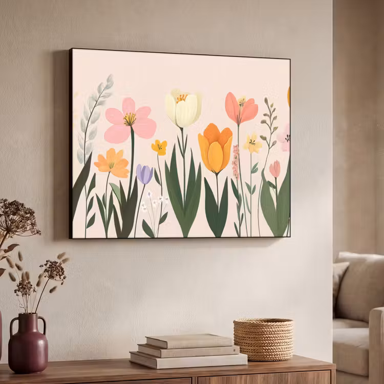 Pasteltinten - Bloemen - Illustratie Textielframe zwart klein -sfeer3