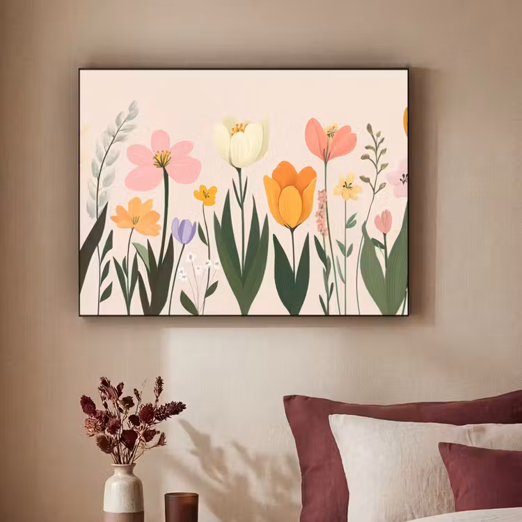 Pasteltinten - Bloemen - Illustratie Textielframe - compleet frame klein -sfeer1