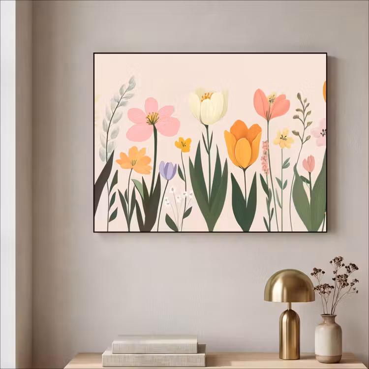 Pasteltinten - Bloemen - Illustratie Textielframe zwart klein -sfeer2