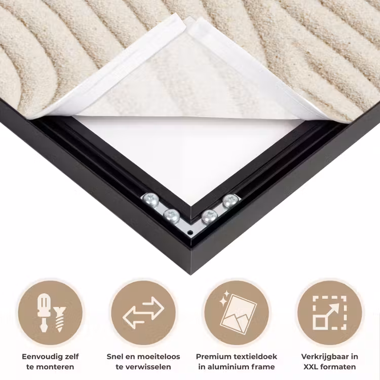 Patroon - Abstract - Wit Textielframe zwart klein -USP_closeupNL