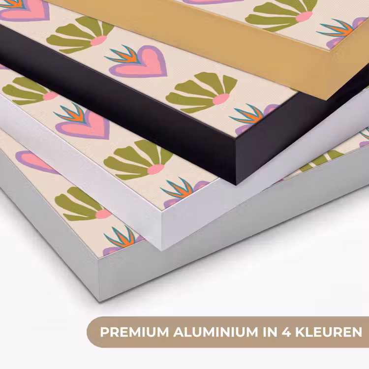 Patroon - Beige - Hartjes - Bloemen Textielframe zwart klein 947 -USP_kleurenNL
