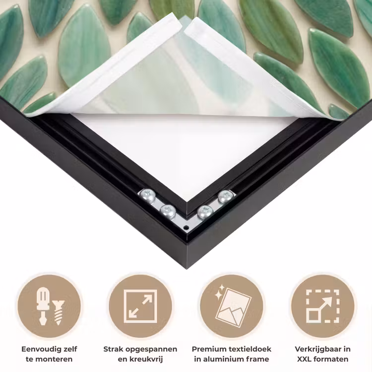 Patroon - Blad - Groen - Abstract Textielframe zwart klein -USP_feed_closeupNL
