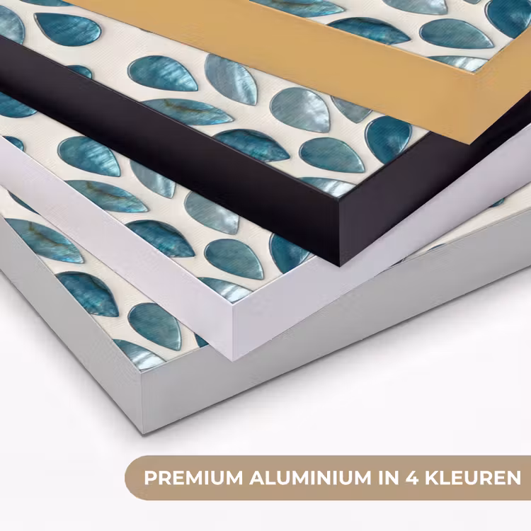Patroon - Bladeren - Abstract - Modern - Turquoise Textielframe zwart klein -USP_kleurenNL