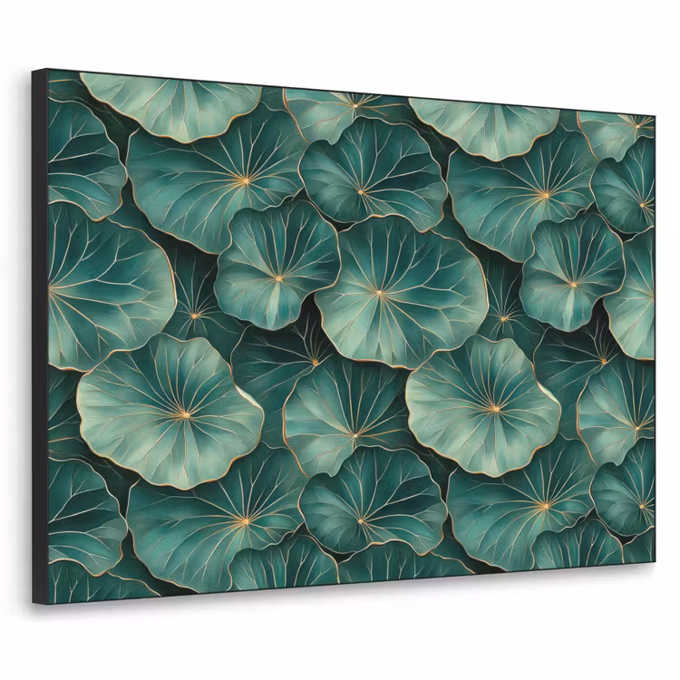 Patroon - Bladeren - Groen Textielframe zwart klein 947 -3d
