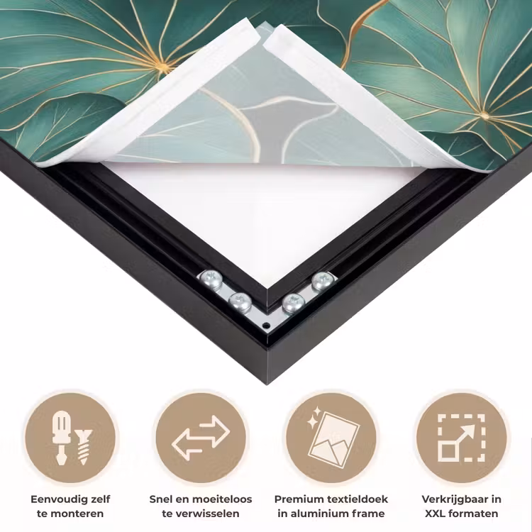 Patroon - Bladeren - Groen Textielframe zwart klein 947 -USP_closeupNL