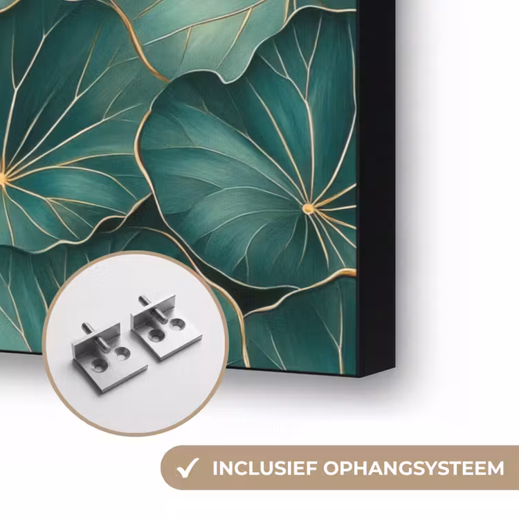 Patroon - Bladeren - Groen Textielframe zwart klein 947 -USP_ophangsysteemNL