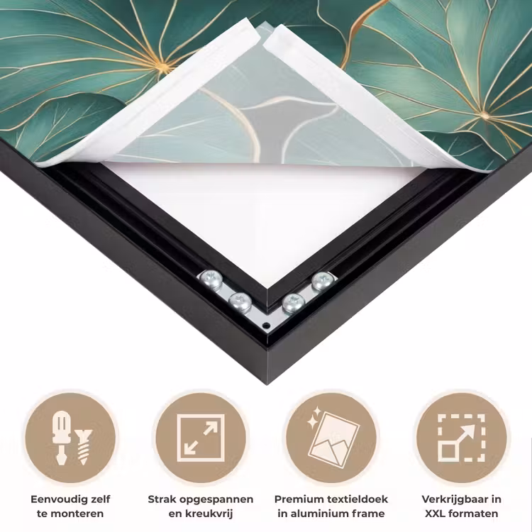 Patroon - Bladeren - Groen Textielframe zwart klein 947 -USP_feed_closeupNL