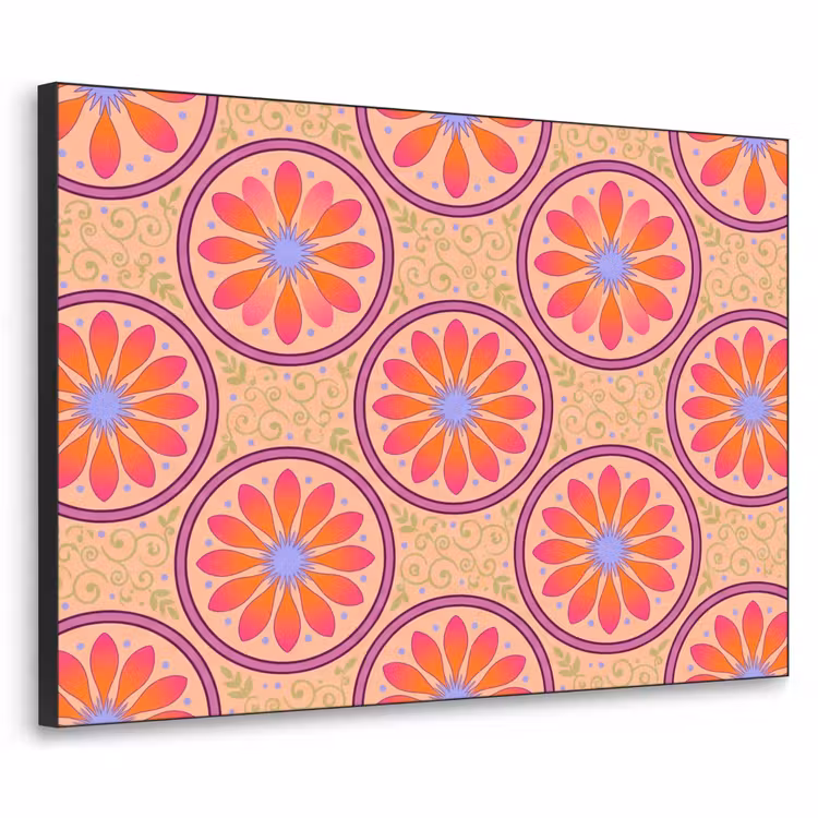Patroon - Bloemen - Decoratief - Kleurrijk - Modern Textielframe zwart klein -3d