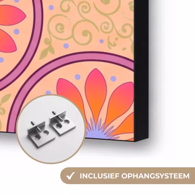 Patroon - Bloemen - Decoratief - Kleurrijk - Modern Textielframe zwart klein -USP_ophangsysteemNL