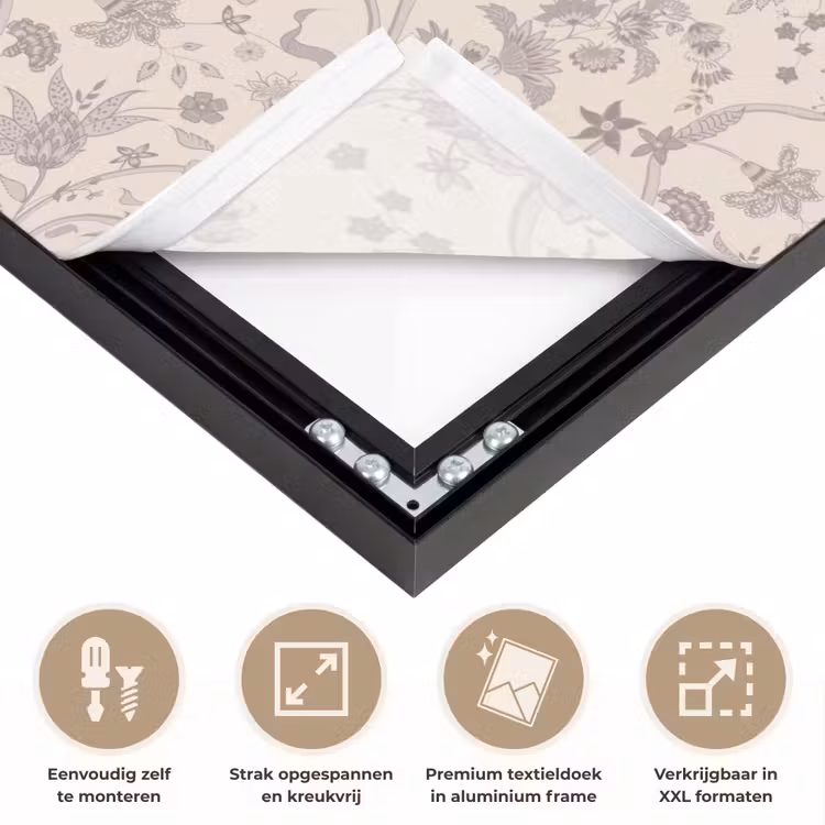 Patroon - Bloemen - Paars Textielframe zwart klein 947 -USP_feed_closeupNL