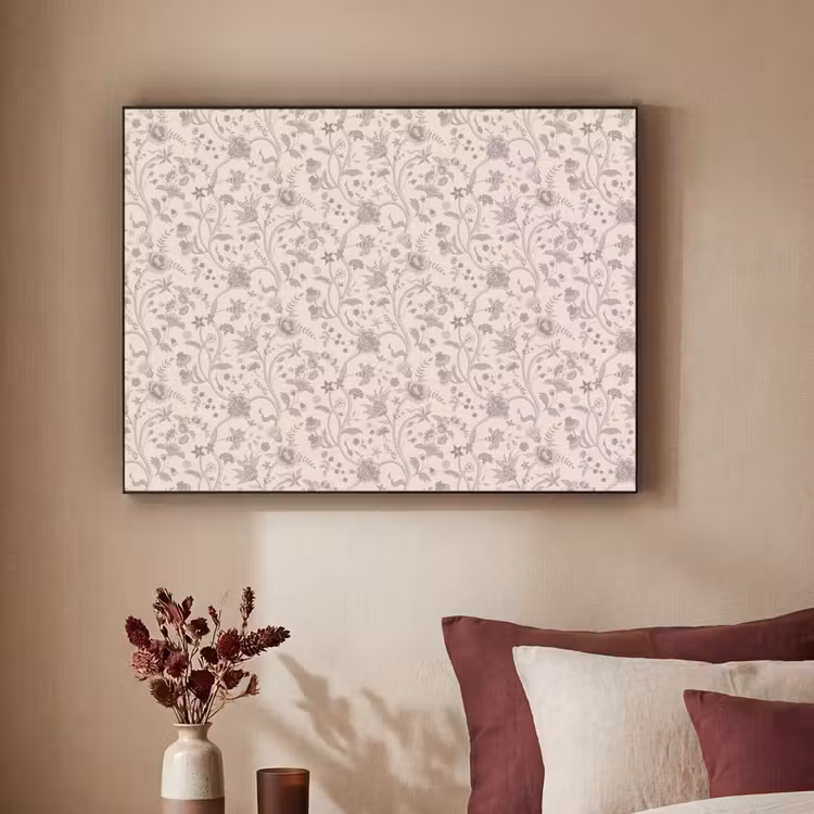 Patroon - Bloemen - Paars Textielframe zwart klein 947 -sfeer1
