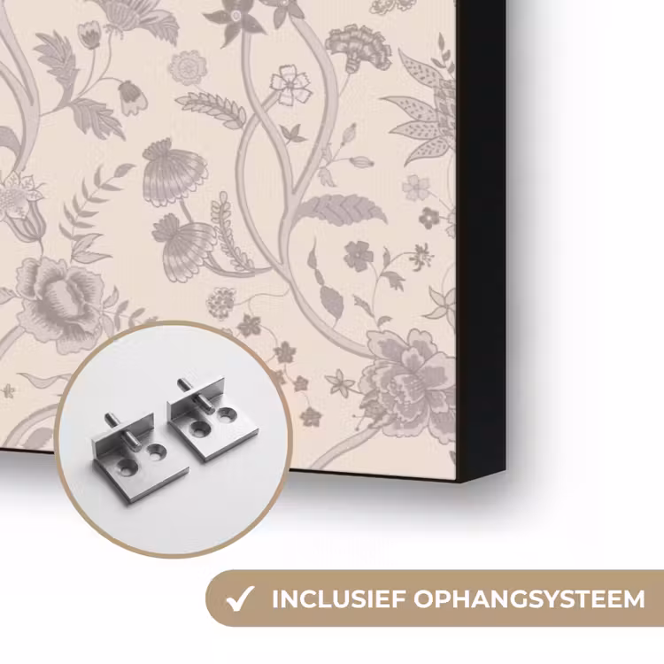 Patroon - Bloemen - Paars Textielframe zwart klein 947 -USP_ophangsysteemNL