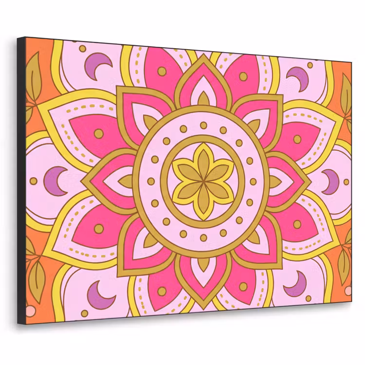 Patroon - Bloemmotief - Decoratie - Abstract - Roze Textielframe zwart klein -3d