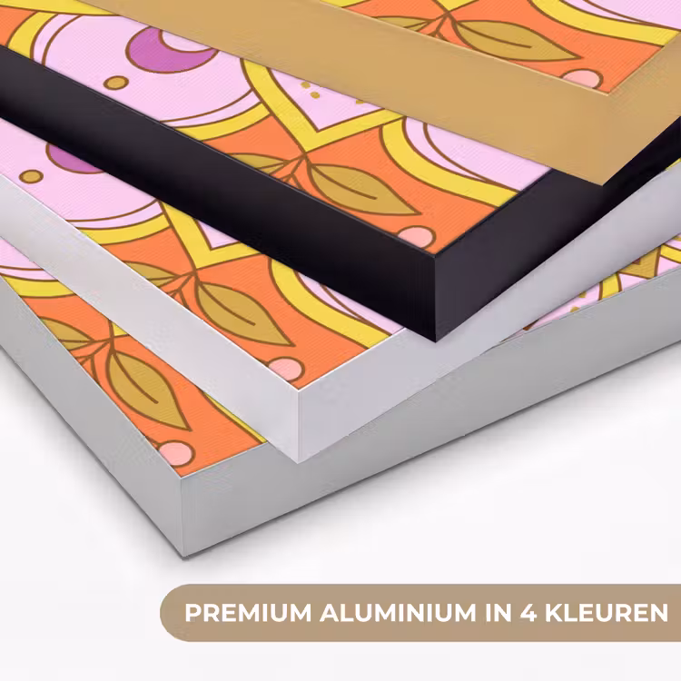 Patroon - Bloemmotief - Decoratie - Abstract - Roze Textielframe zwart klein -USP_kleurenNL