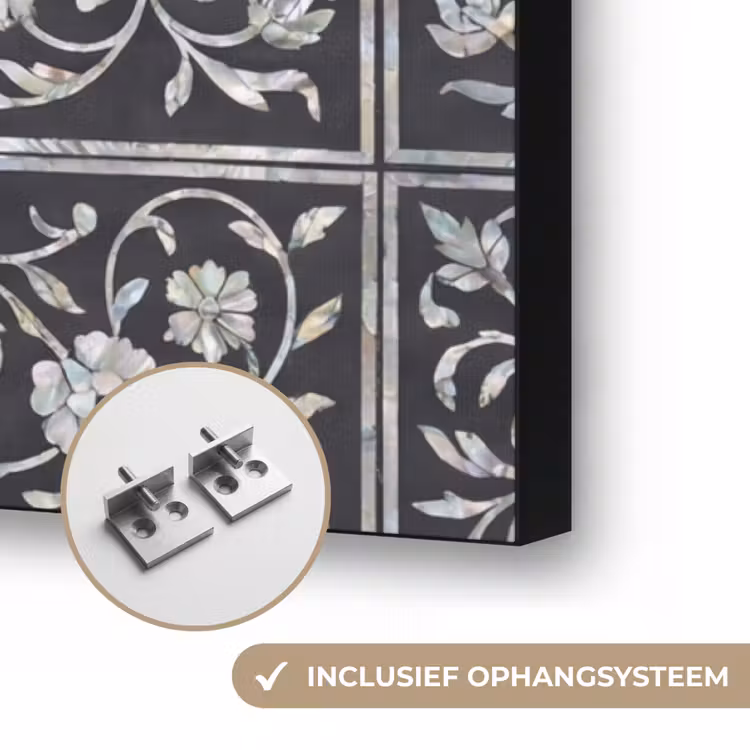 Patroon - Bloemmotief - Decoratie - Klassiek - Zwart Textielframe zwart klein -USP_ophangsysteemNL
