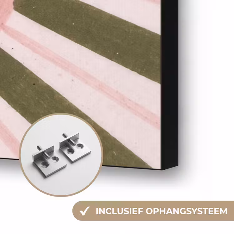 Patroon - Cirkel - Stralen - Abstract - Roze Textielframe zwart klein -USP_ophangsysteemNL
