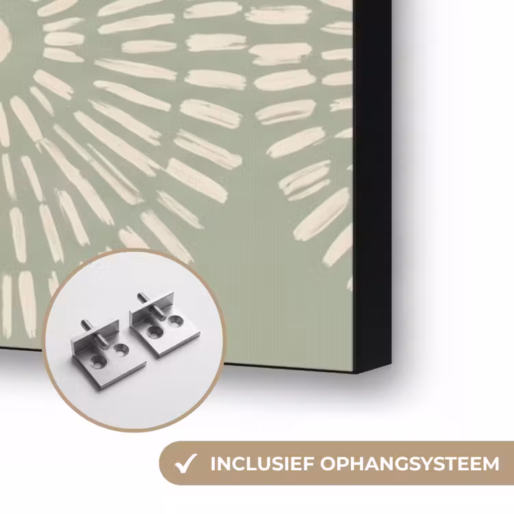Patroon - Cirkels - Abstract - Modern - Groen Textielframe zwart klein -USP_ophangsysteemNL