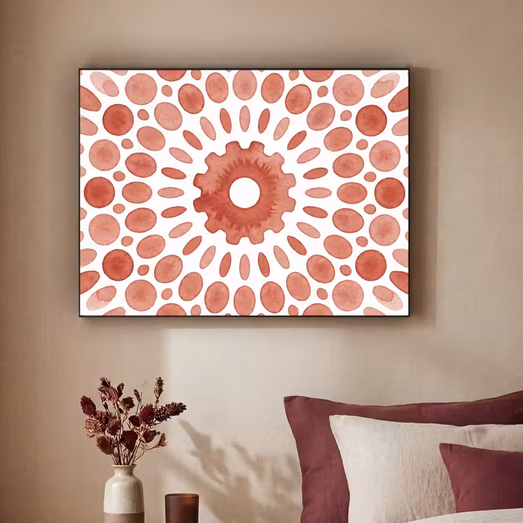 Patroon - Cirkels - Abstract - Modern - Rood Textielframe zwart klein -sfeer1