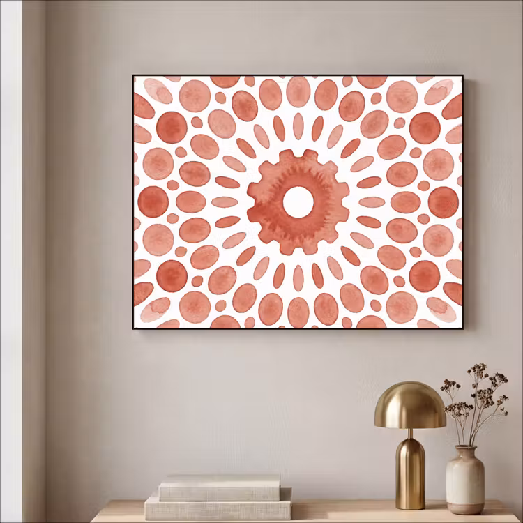 Patroon - Cirkels - Abstract - Modern - Rood Textielframe zwart klein -sfeer2