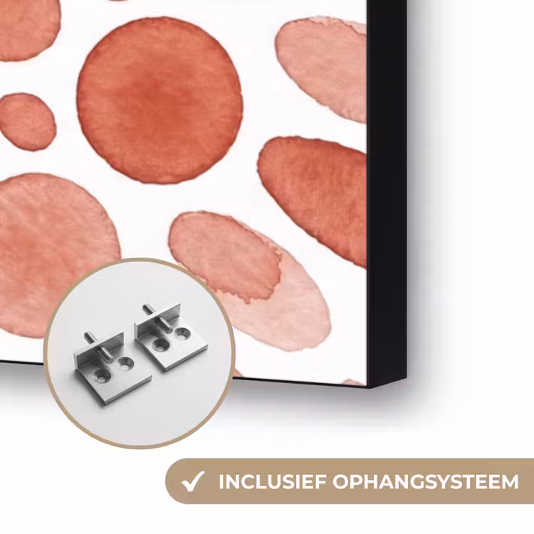 Patroon - Cirkels - Abstract - Modern - Rood Textielframe zwart klein -USP_ophangsysteemNL