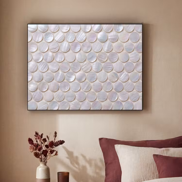 Patroon - Cirkels - Abstract - Modern - Wit Textielframe zwart klein -sfeer1