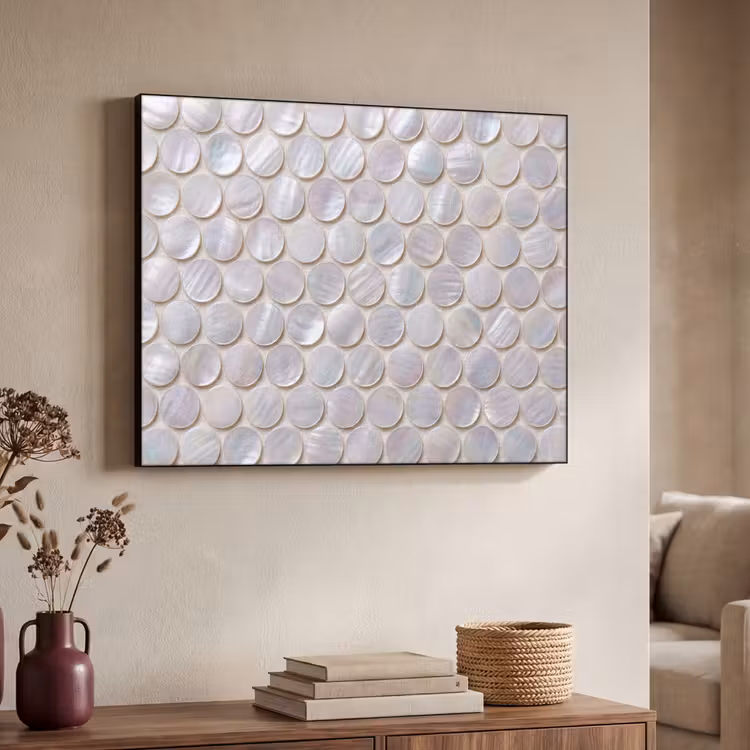 Patroon - Cirkels - Abstract - Modern - Wit Textielframe zwart klein -sfeer3